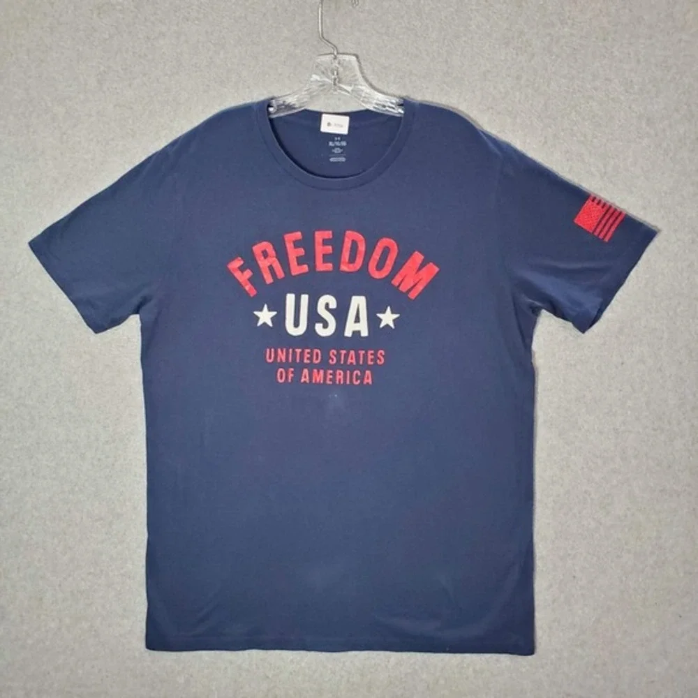 Under Armour Men Shirt XL Blue Freedom USA United States of America Flag Graphic